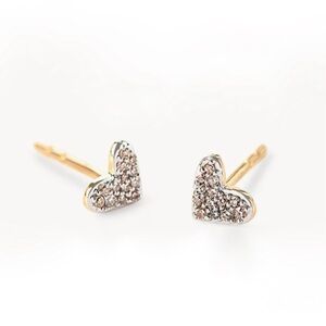 Kendra Scott 14k Yellow Gold Stud Heart Earrings in White Diamonds